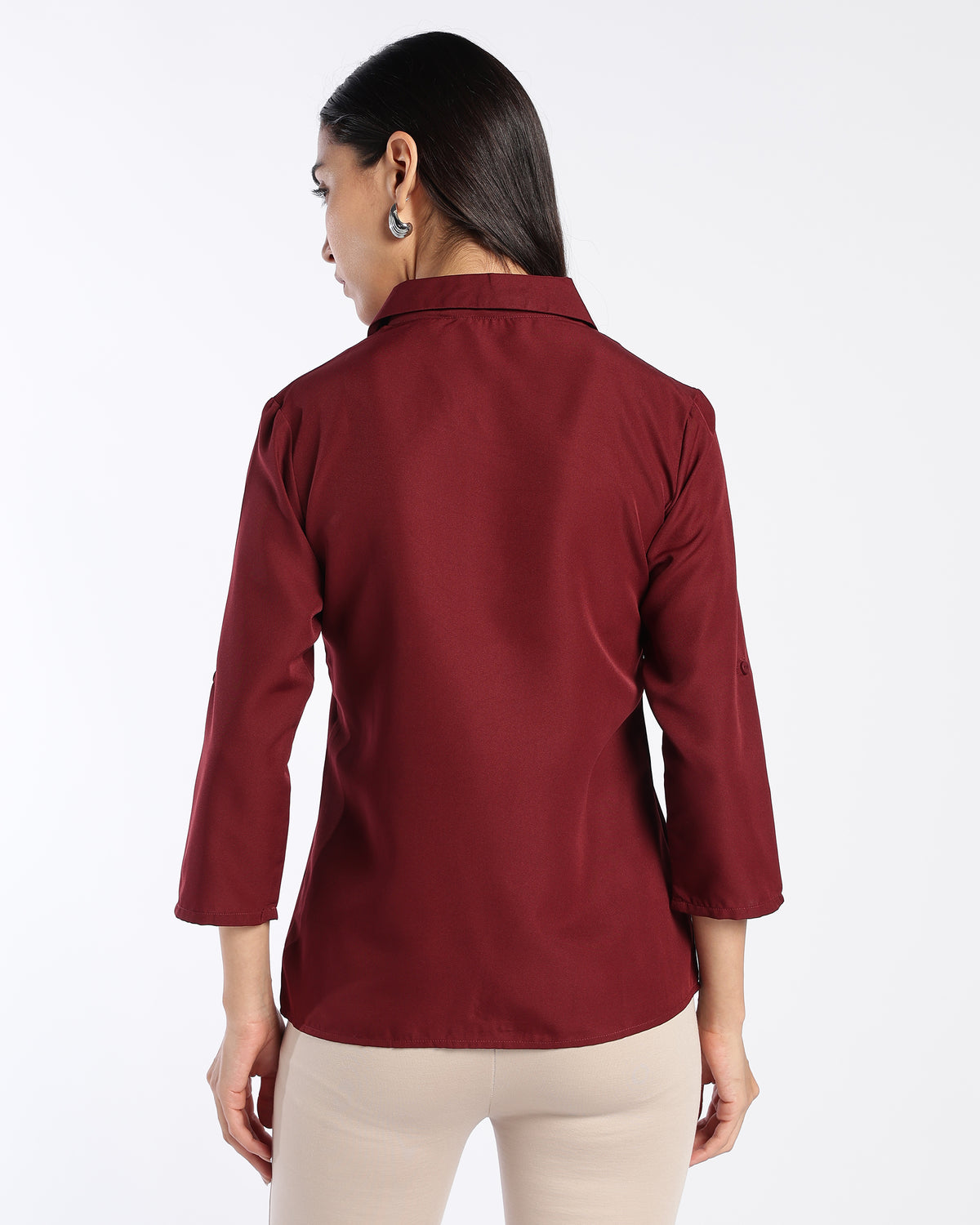 Maroon Collared formal V-Neck Top