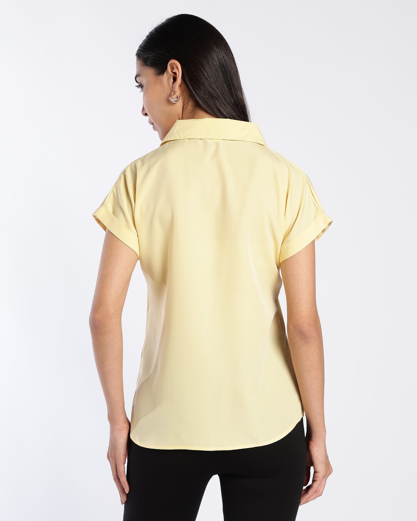 Butter Yellow Collared V-Neck Top