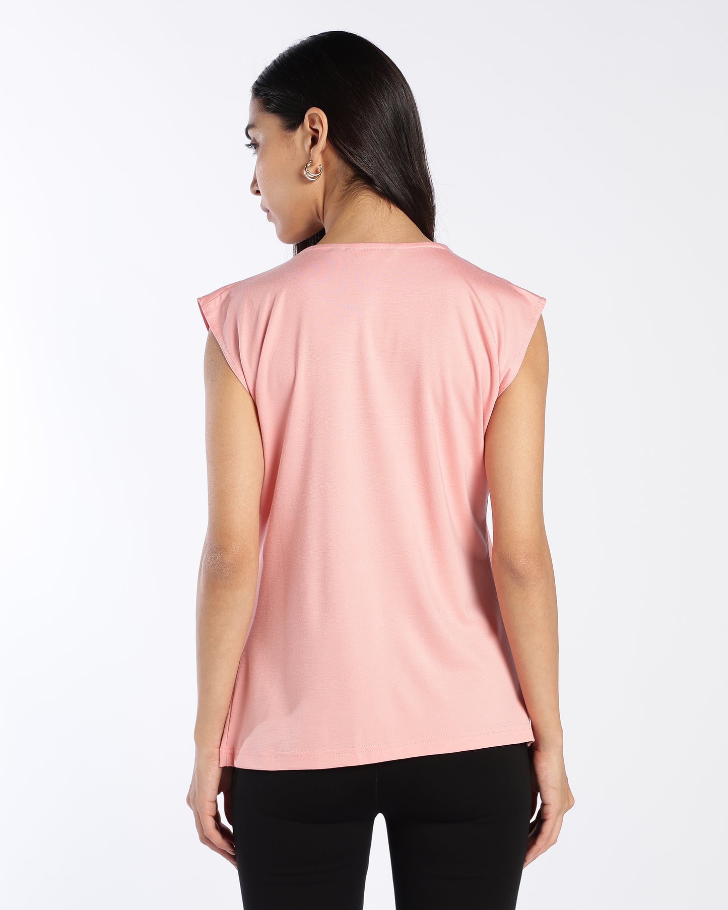 Sleeveless Pink Cowl Neck Top