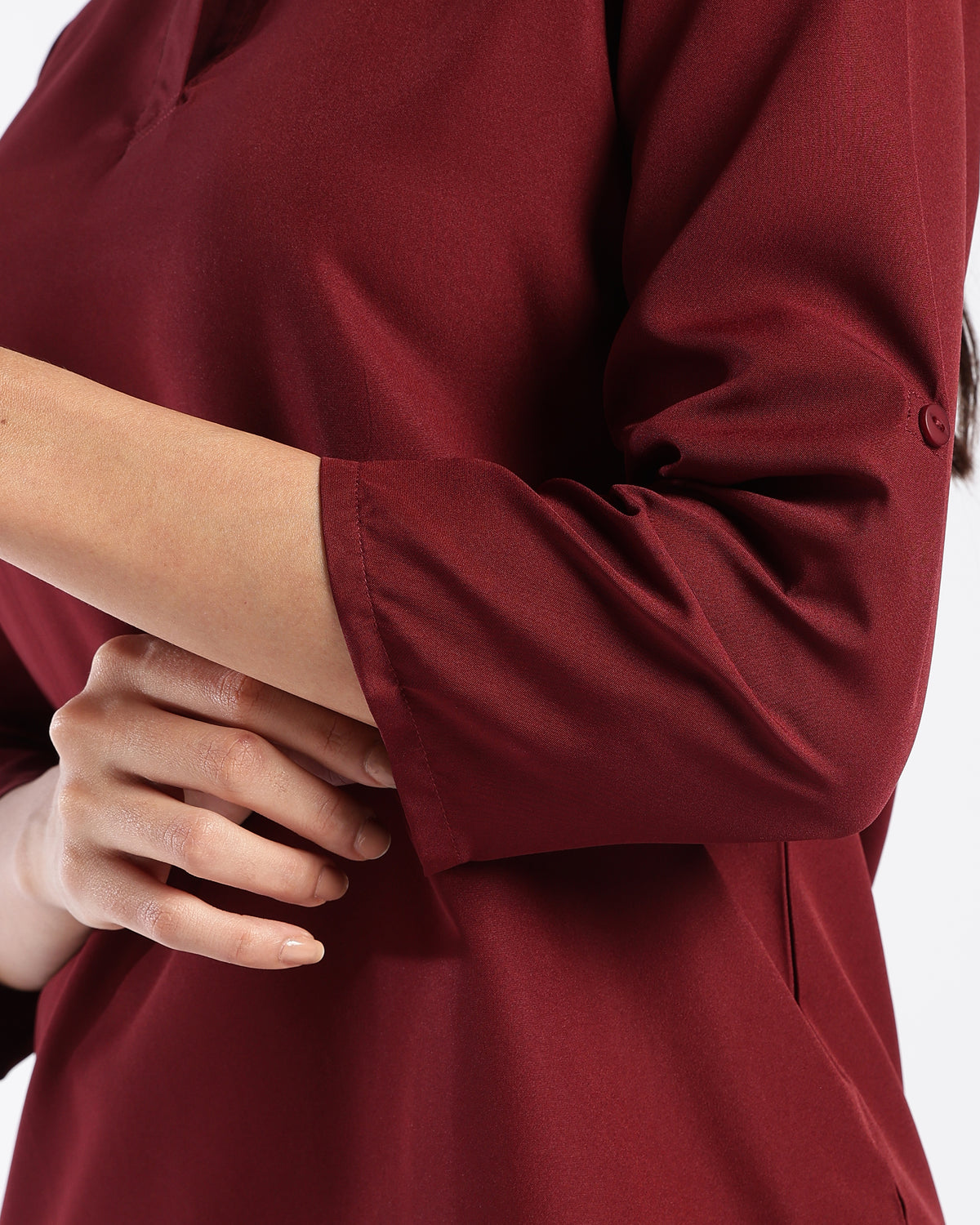 Maroon Collared formal V-Neck Top